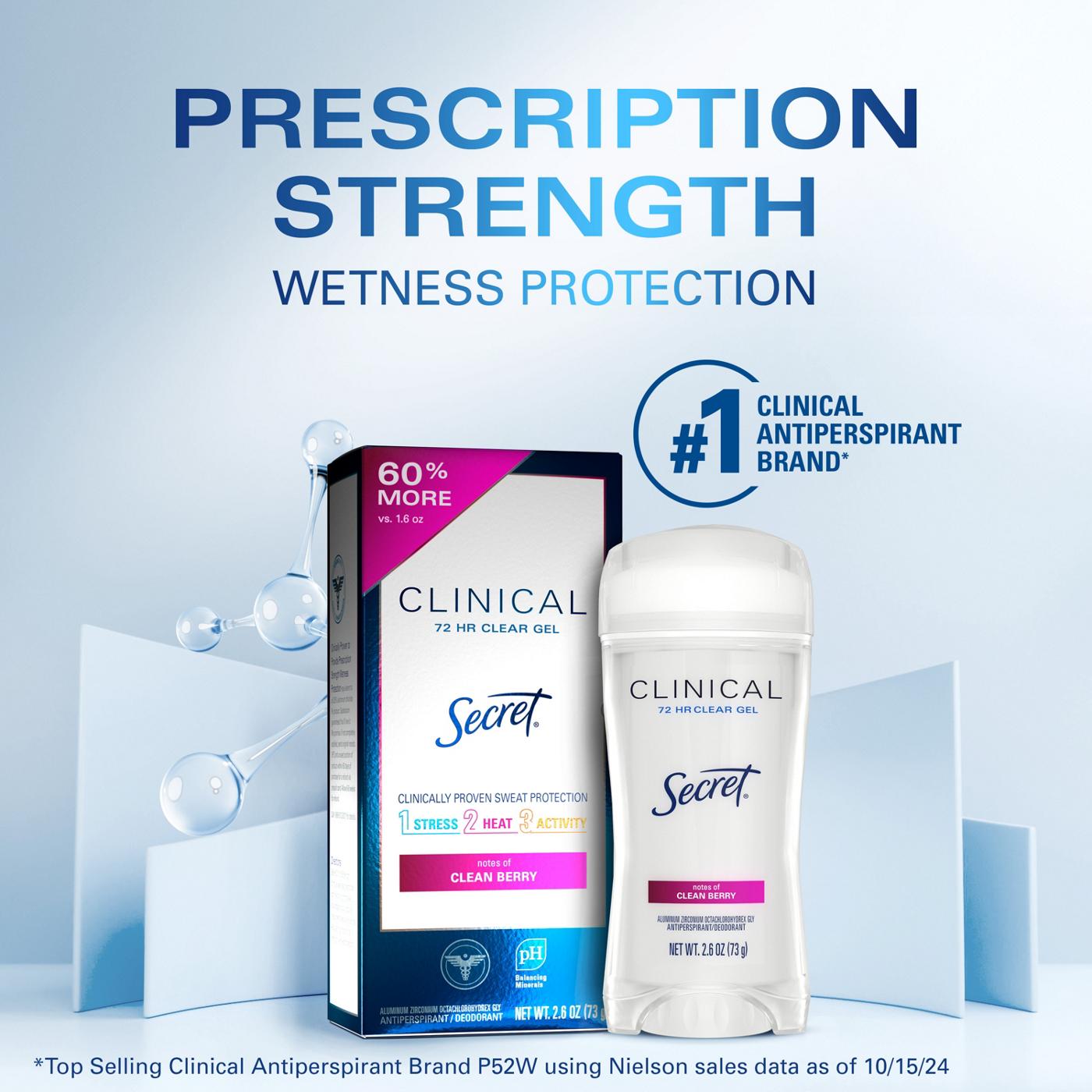 Secret Clinical Clear Gel Antiperspirant & Deodorant  - Clean Berry; image 2 of 10