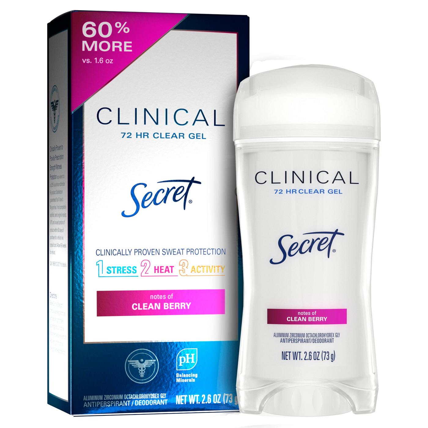 Secret Clinical Clear Gel Antiperspirant & Deodorant  - Clean Berry; image 8 of 10