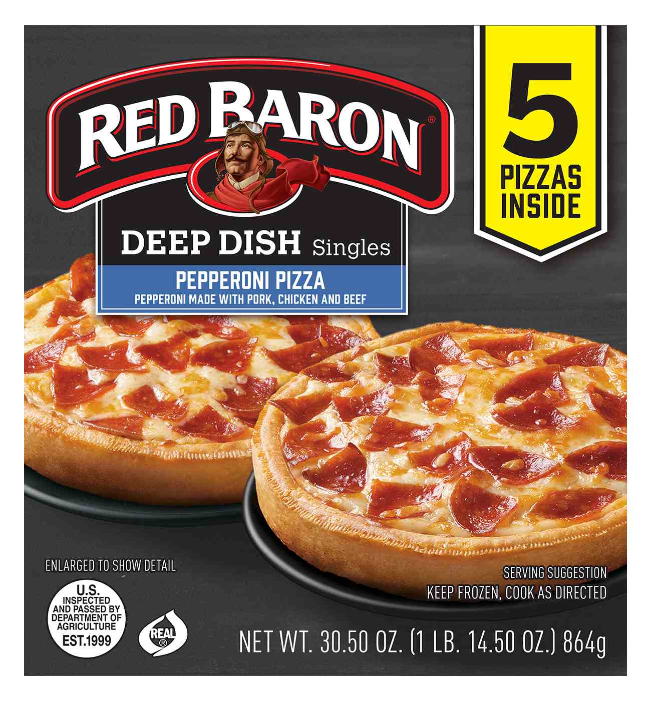 Red Baron Pepperoni Deep Dish Singles Frozen Pizza; image 1 of 6