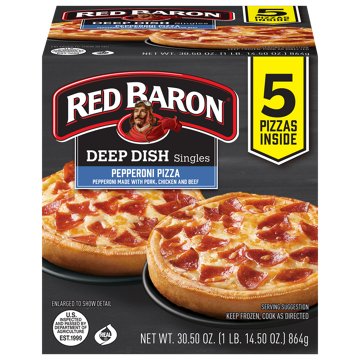 Red Baron Pepperoni Deep Dish Singles Frozen Pizza, 5 ct
