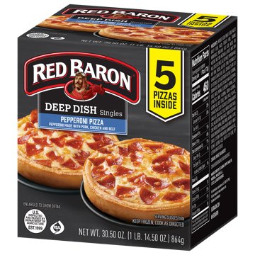 Red Baron Pepperoni Deep Dish Singles Frozen Pizza, 5 ct