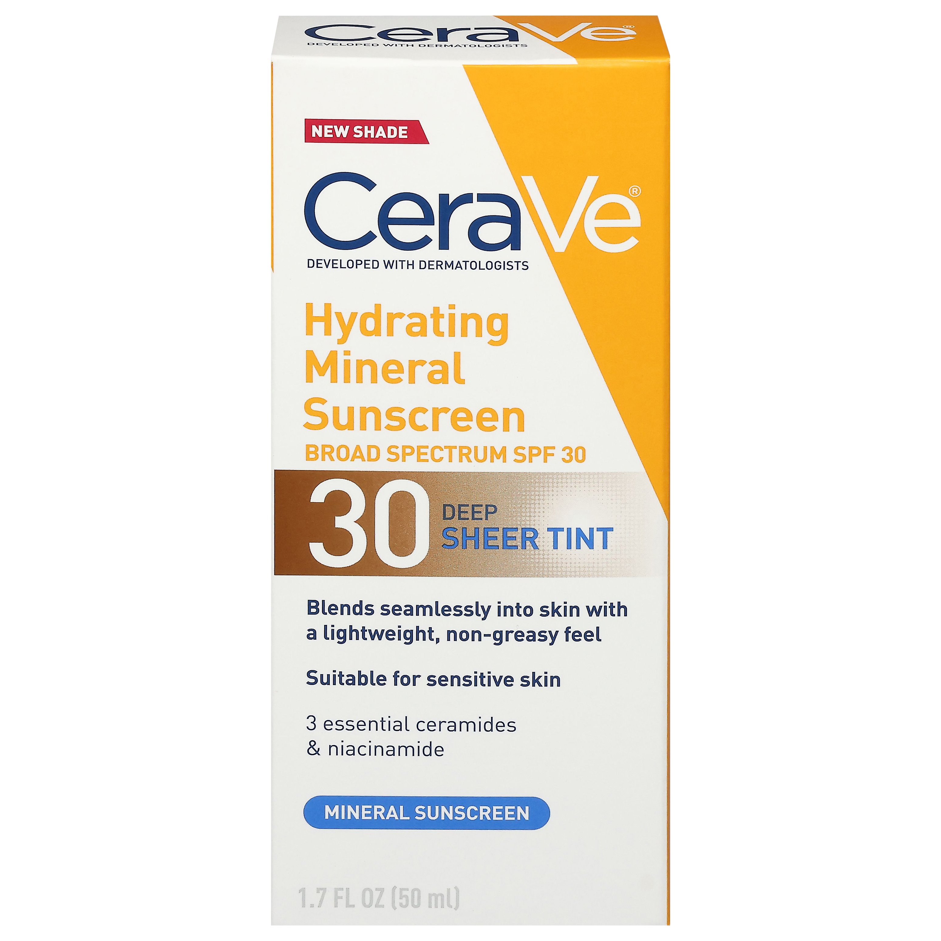 CeraVe Hydrating Mineral Sunscreen Deep Sheer Tint Broad Spectrum - SPF 30