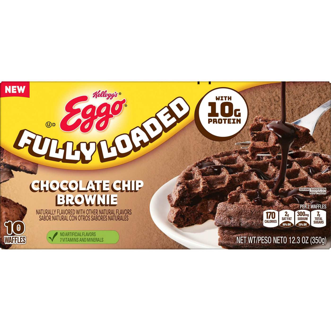 Eggo Fully Loaded Chocolate Chip Brownie Protein Waffles, 12.3 oz; image 1 of 6