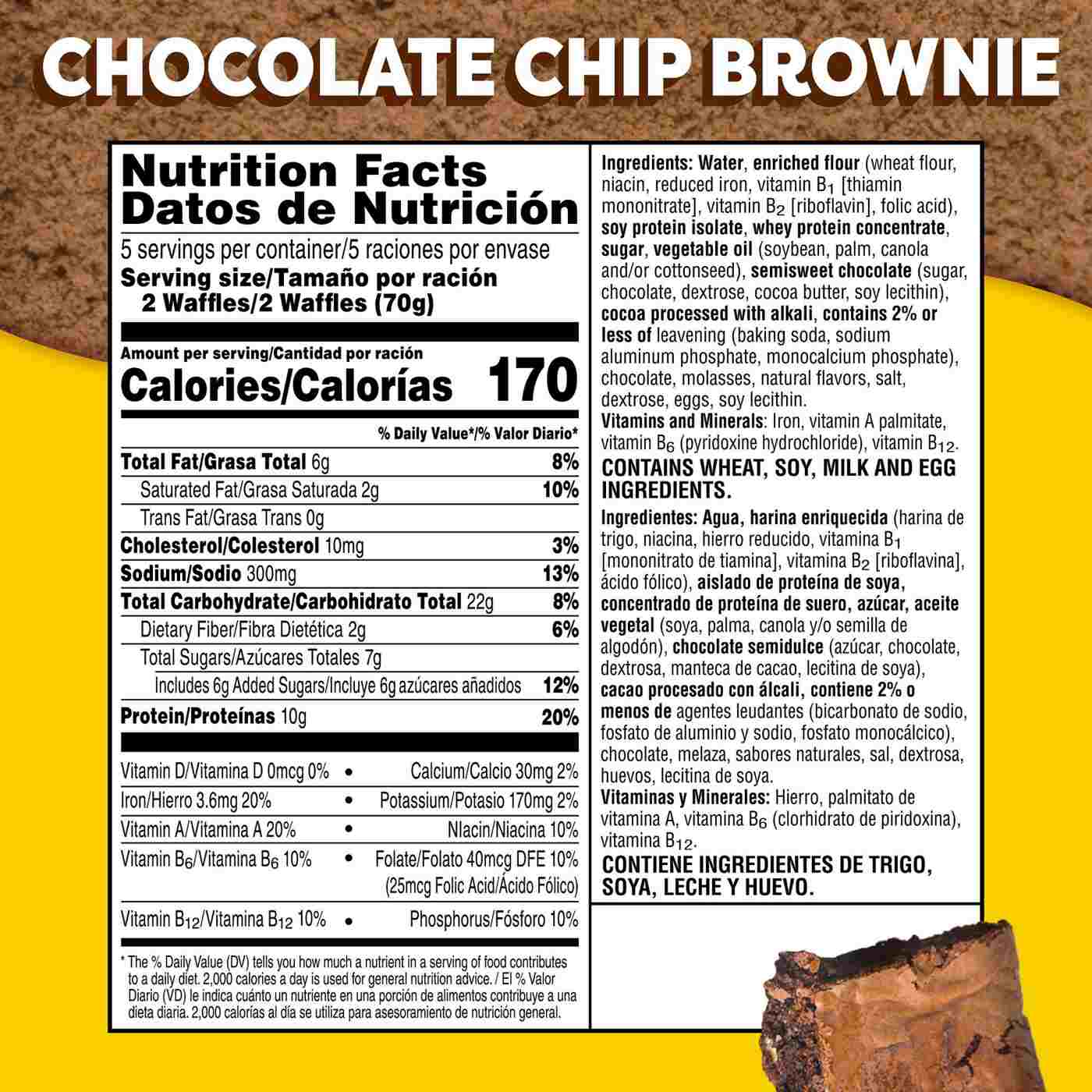 Eggo Fully Loaded Chocolate Chip Brownie Protein Waffles, 12.3 oz; image 5 of 6