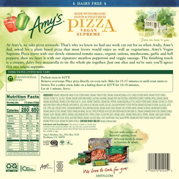 Amy's Vegan Dairy Free Frozen Supreme Pizza