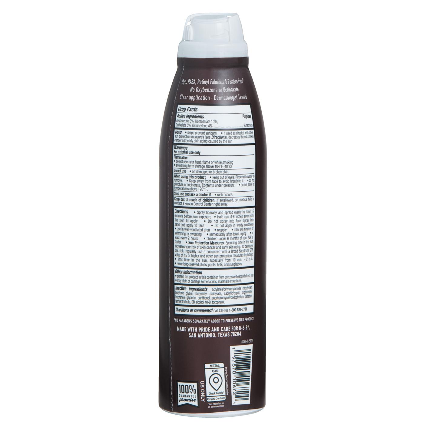 H-E-B Oxybenzone Free Sandalwood Sunscreen Spray - SPF 50; image 2 of 2