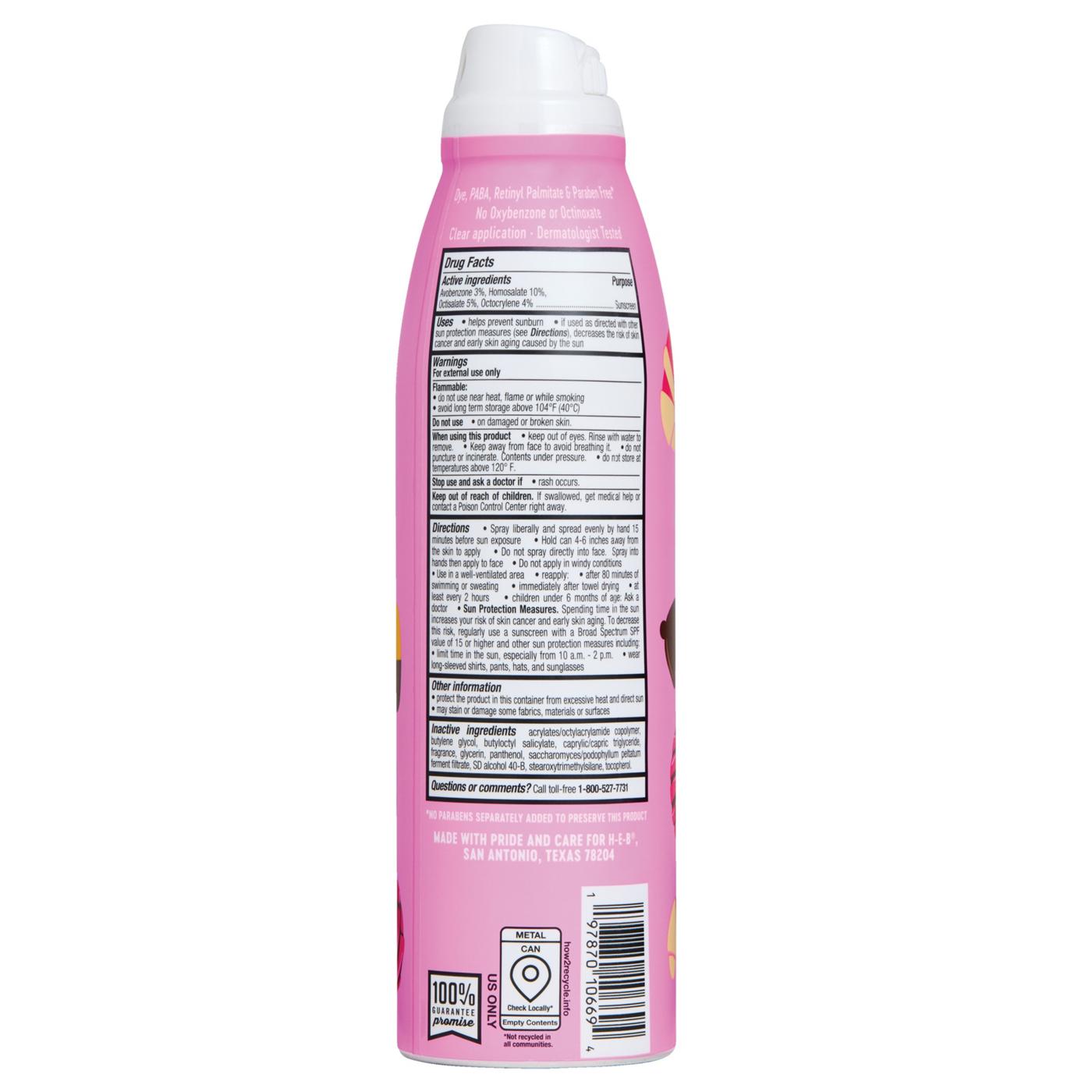 H-E-B Oxybenzone Free Pan Dulce Sunscreen Spray - SPF 50; image 2 of 2