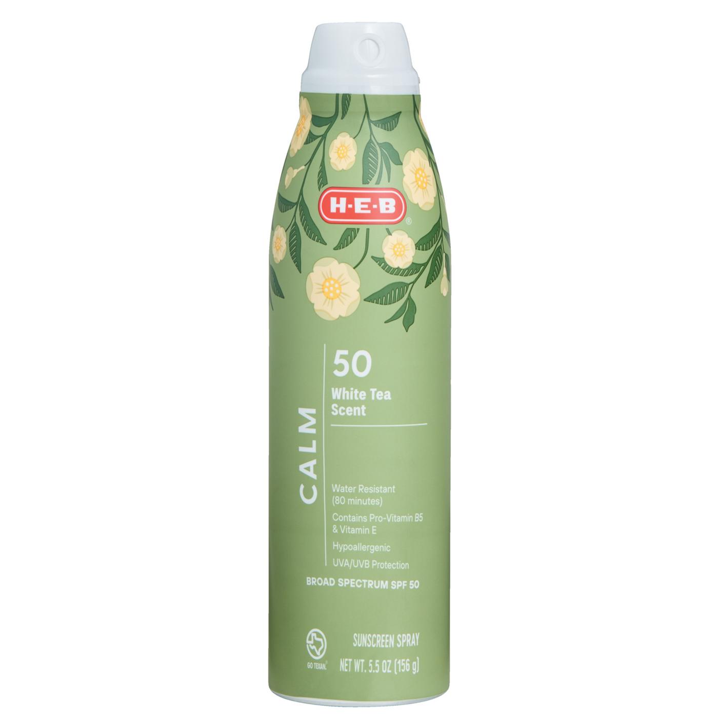 H-E-B Oxybenzone Free Calm Sunscreen Spray - SPF 50; image 1 of 2