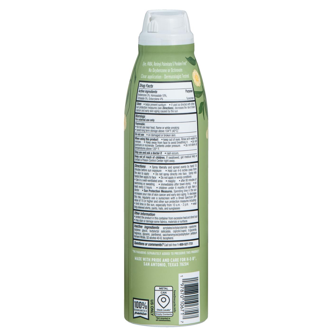 H-E-B Oxybenzone Free Calm Sunscreen Spray - SPF 50; image 2 of 2