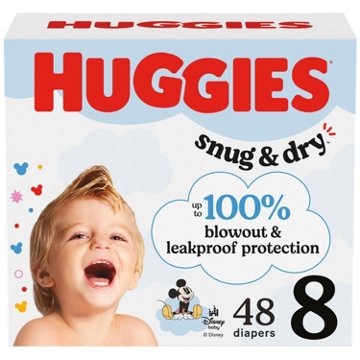 Huggies Snug & Dry Baby Diapers - Size 8 (46+ lbs), 48 ct