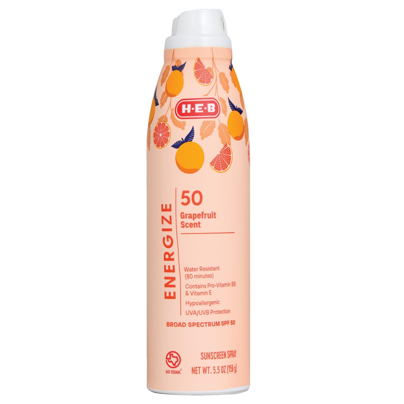 H-E-B Oxybenzone Free Energize Sunscreen Spray  - SPF 50; image 1 of 2