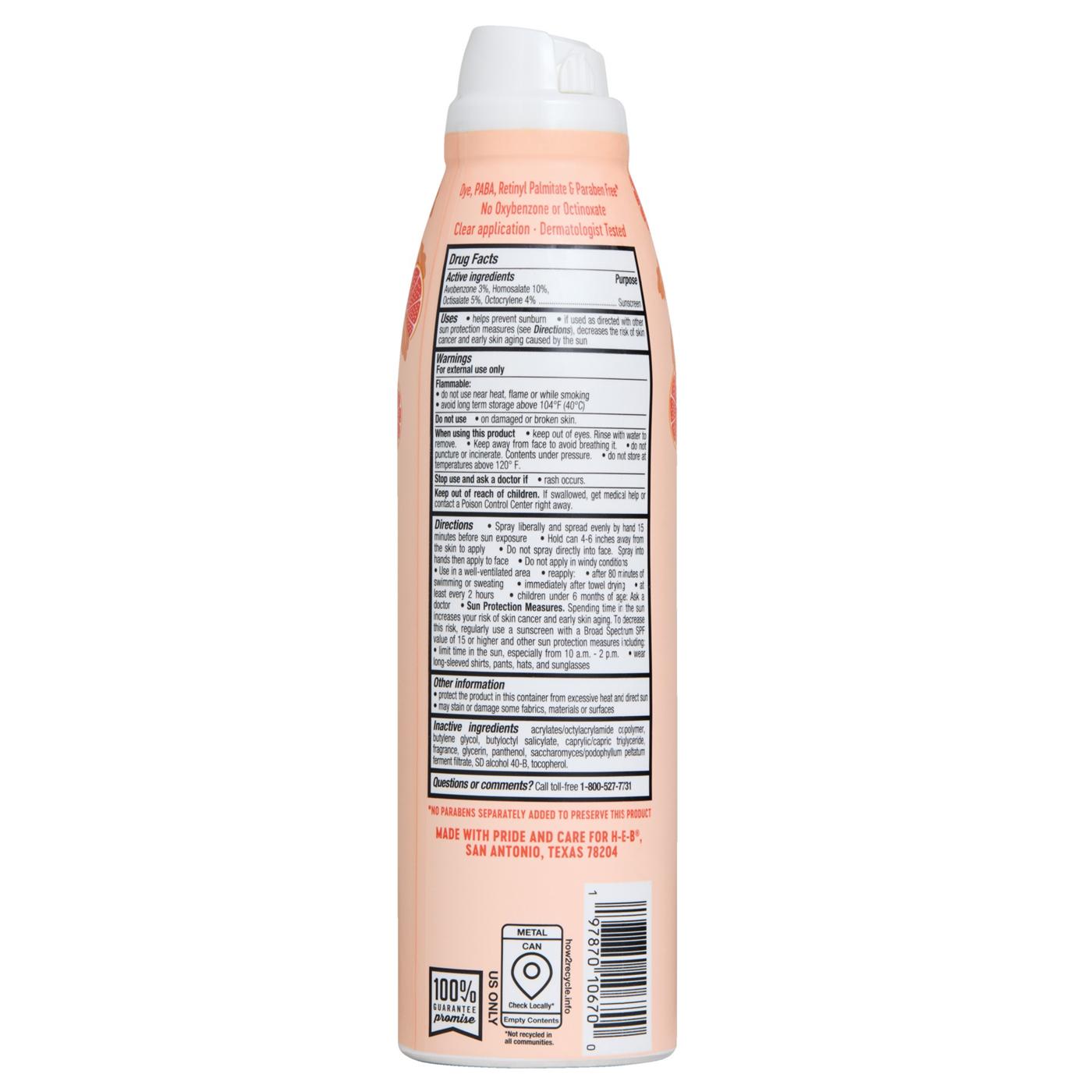 H-E-B Oxybenzone Free Energize Sunscreen Spray  - SPF 50; image 2 of 2