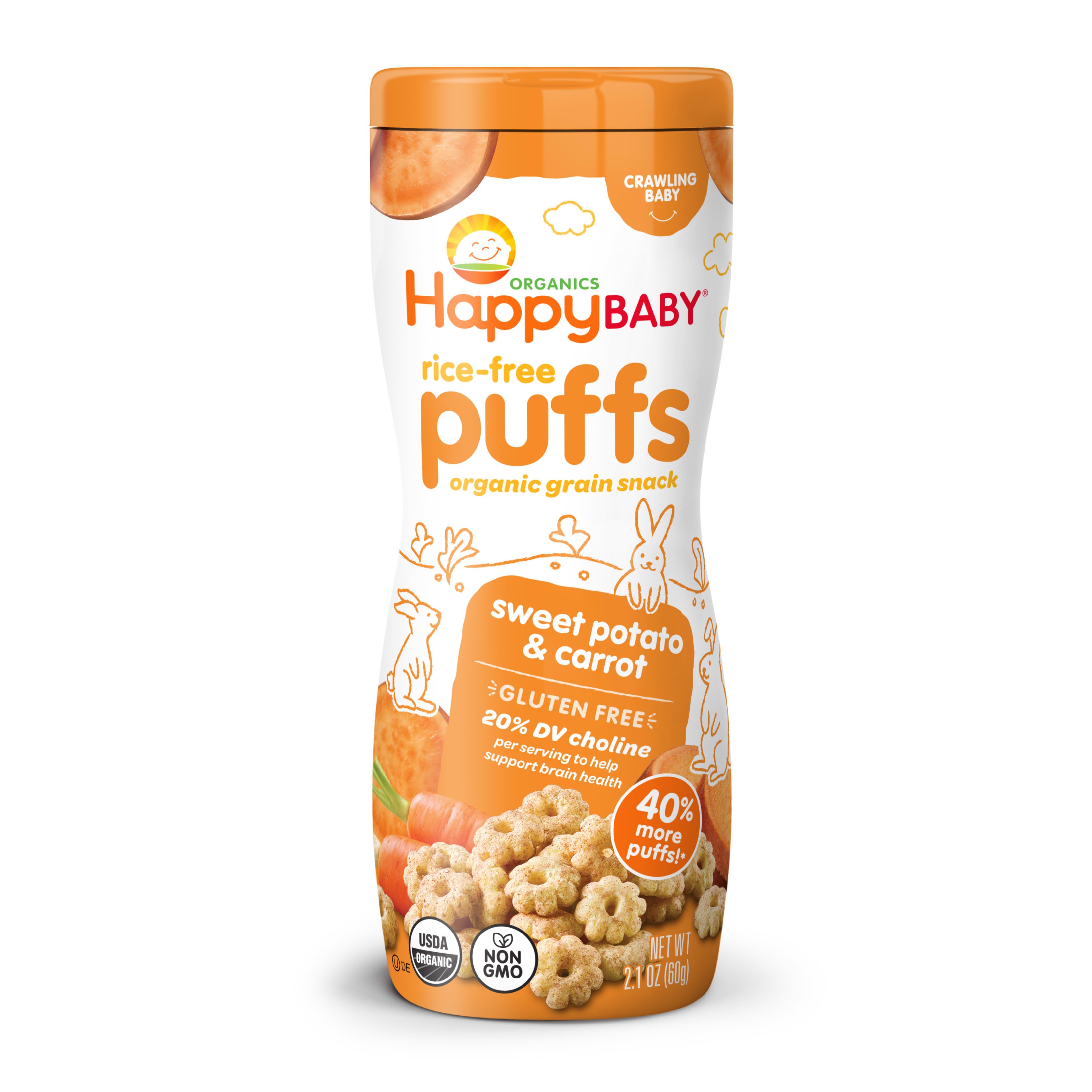 Happy Baby Organic Rice-Free Puffs - Sweet Potato & Carrot - Shop ...