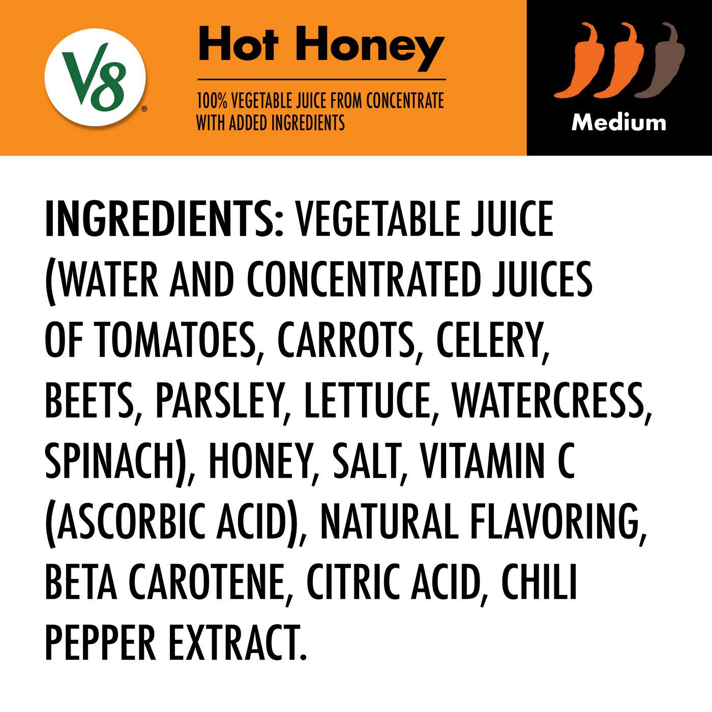 V8 Limited Edition 100% Vegetable Juice - Hot Honey ; image 2 of 2