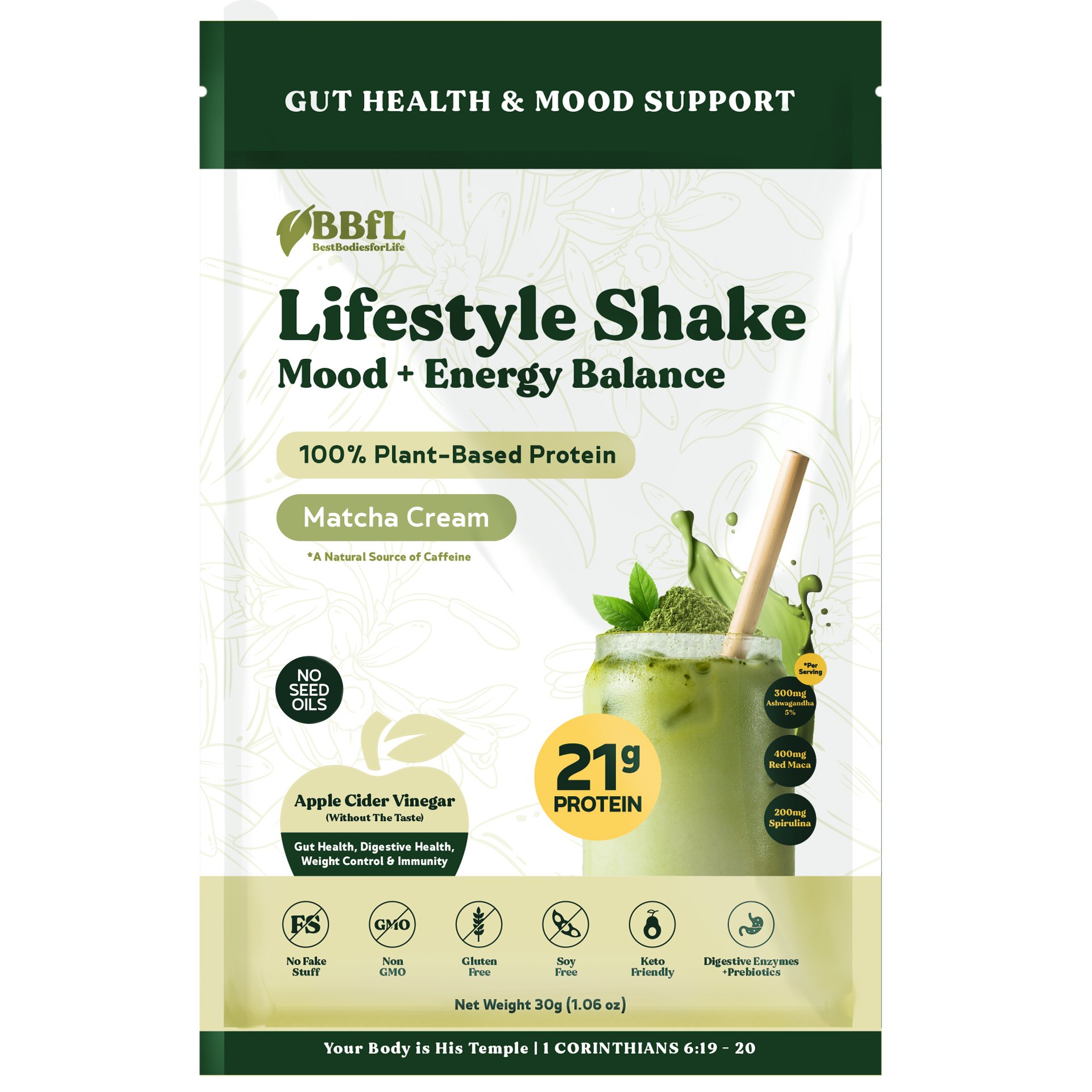BestBodiesforLife 21g Plant-Based Protein & Meal Replacement