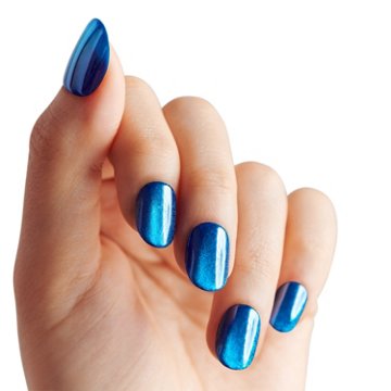 KISS Color FX by imPRESS No Glue Press-On Manicure Nails - Reconnect (Blue Oval Short Nails), 30 ct
