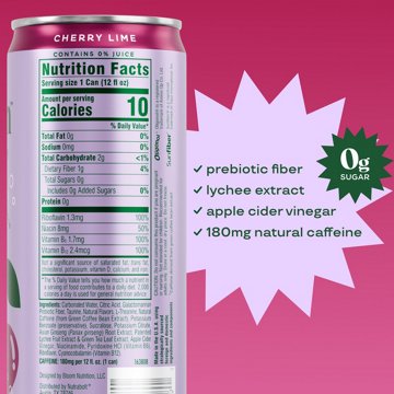 Bloom Zero Sugar Sparkling Energy Drink - Cherry Lime