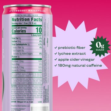 Bloom Zero Sugar Sparkling Energy Drink - Strawberry Watermelon