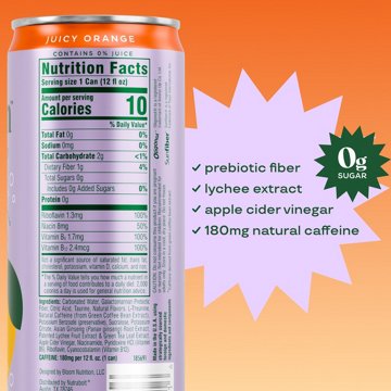 Bloom Zero Sugar Sparkling Energy Drink - Juicy Orange