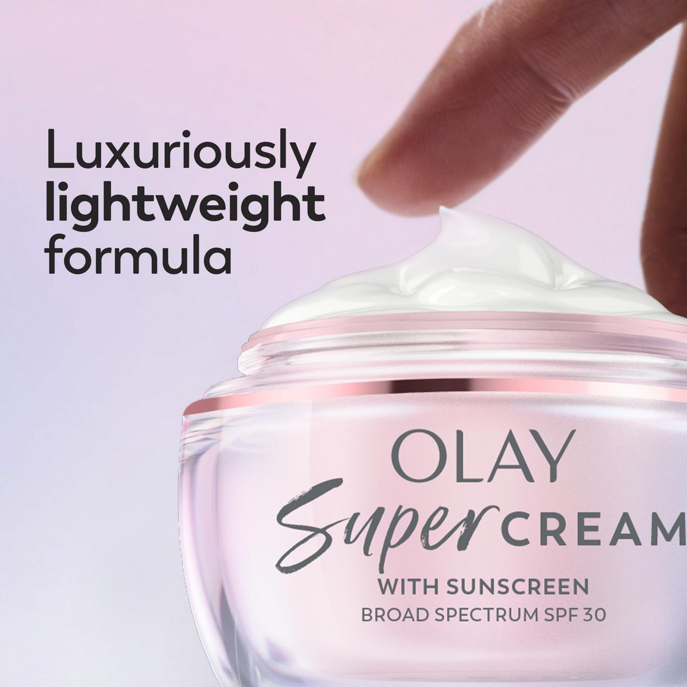 Olay Super Cream with Sunscreen SPF 30, Trial Size, Lightweight Face Moisturizer with Sun Protection, 5-in-1 Skin Care Benefits - Hydrating, Brightening, Firming - Niacinamide, Vitamin C; image 5 of 8