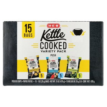 H-E-B Kettle Cooked Potato Chips Variety Pack 1 oz Bags, 15 ct
