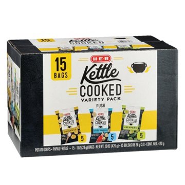 H-E-B Kettle Cooked Potato Chips Variety Pack 1 oz Bags, 15 ct