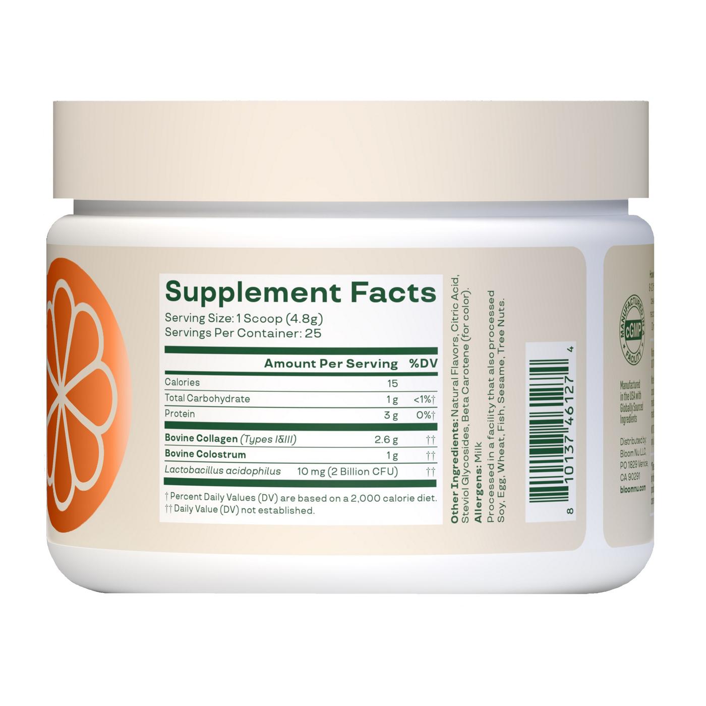 Bloom Colostrum & Collagen Peptides - Orange Cream; image 2 of 2