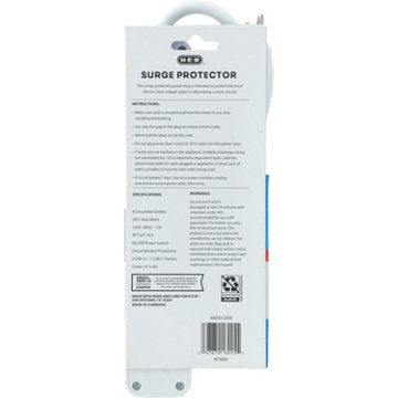 H-E-B 4 Outlet Surge Protector Power Strip With USB Ports, 3'