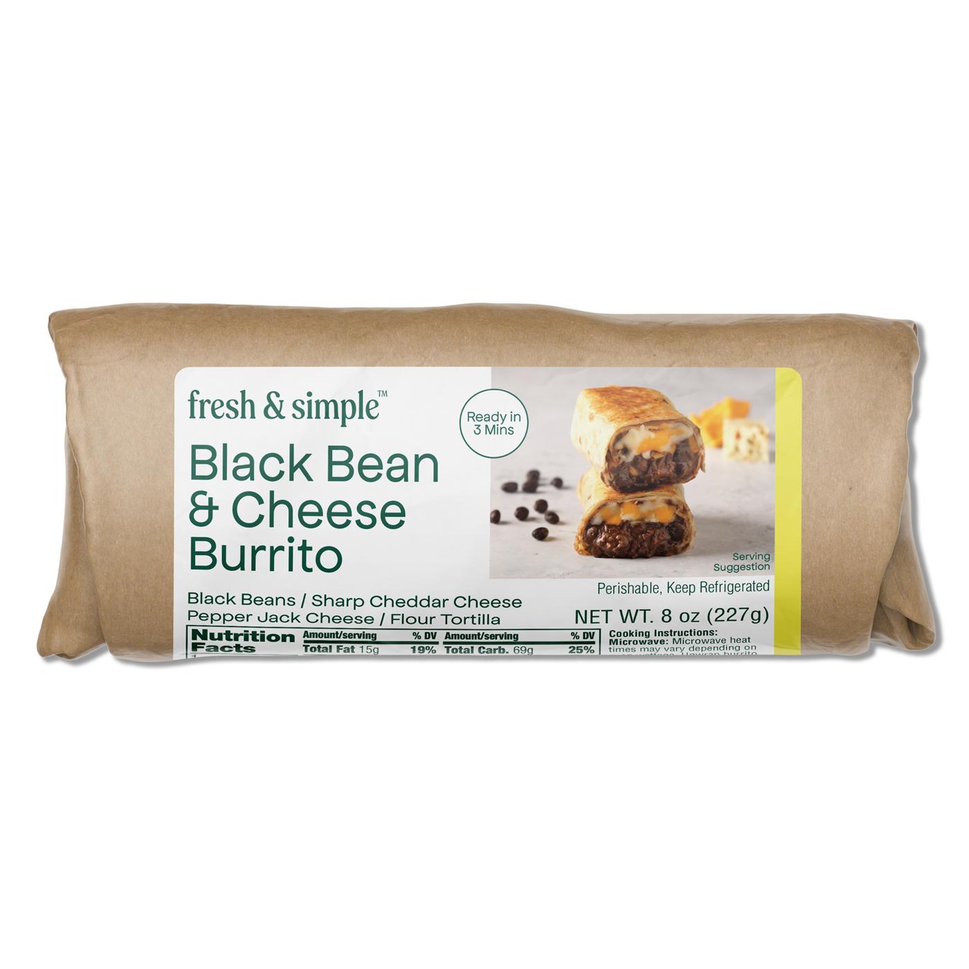 Fresh & Simple Black Bean & Cheese Burrito - Shop Entrees & sides at H-E-B