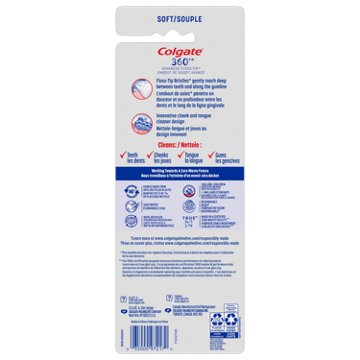 Colgate 360 Advanced Floss Tip Toothbrush Soft 4 Pack
