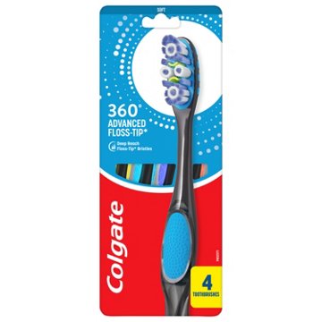Colgate 360 Advanced Floss Tip Toothbrush Soft 4 Pack
