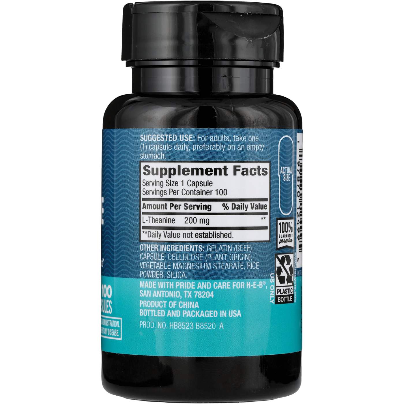 H-E-B Vitamins L-Theanine 200 mg Capsules; image 2 of 2