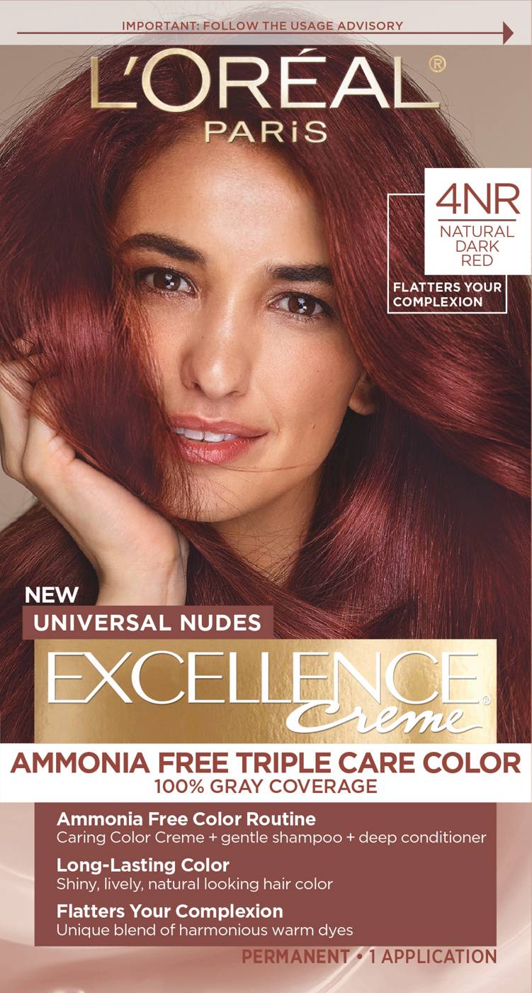 L'Oréal Paris Excellence Creme Universal Nudes Ammonia Free Permanent Hair Color - 4NR Natural Dark Red; image 1 of 2
