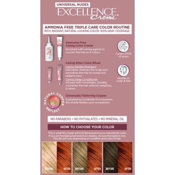 L'Oréal Paris Excellence Creme Universal Nudes Ammonia Free Permanent Hair Color - 7NR Natural Copper