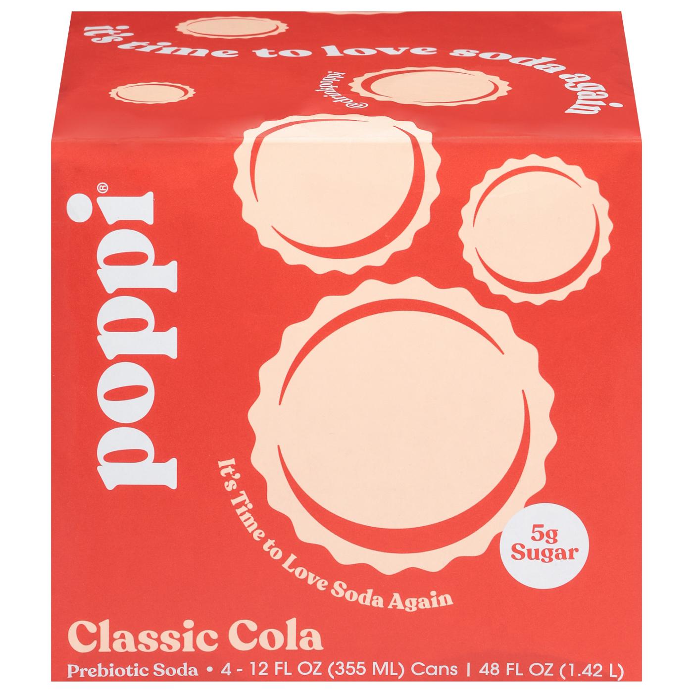 poppi Prebiotic Soda 4 pk Cans - Classic Cola; image 1 of 3