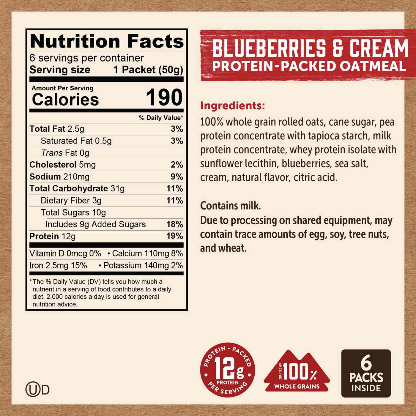 Kodiak 12g Protein Packed Oatmeal - Blueberries & Cream; image 3 of 4