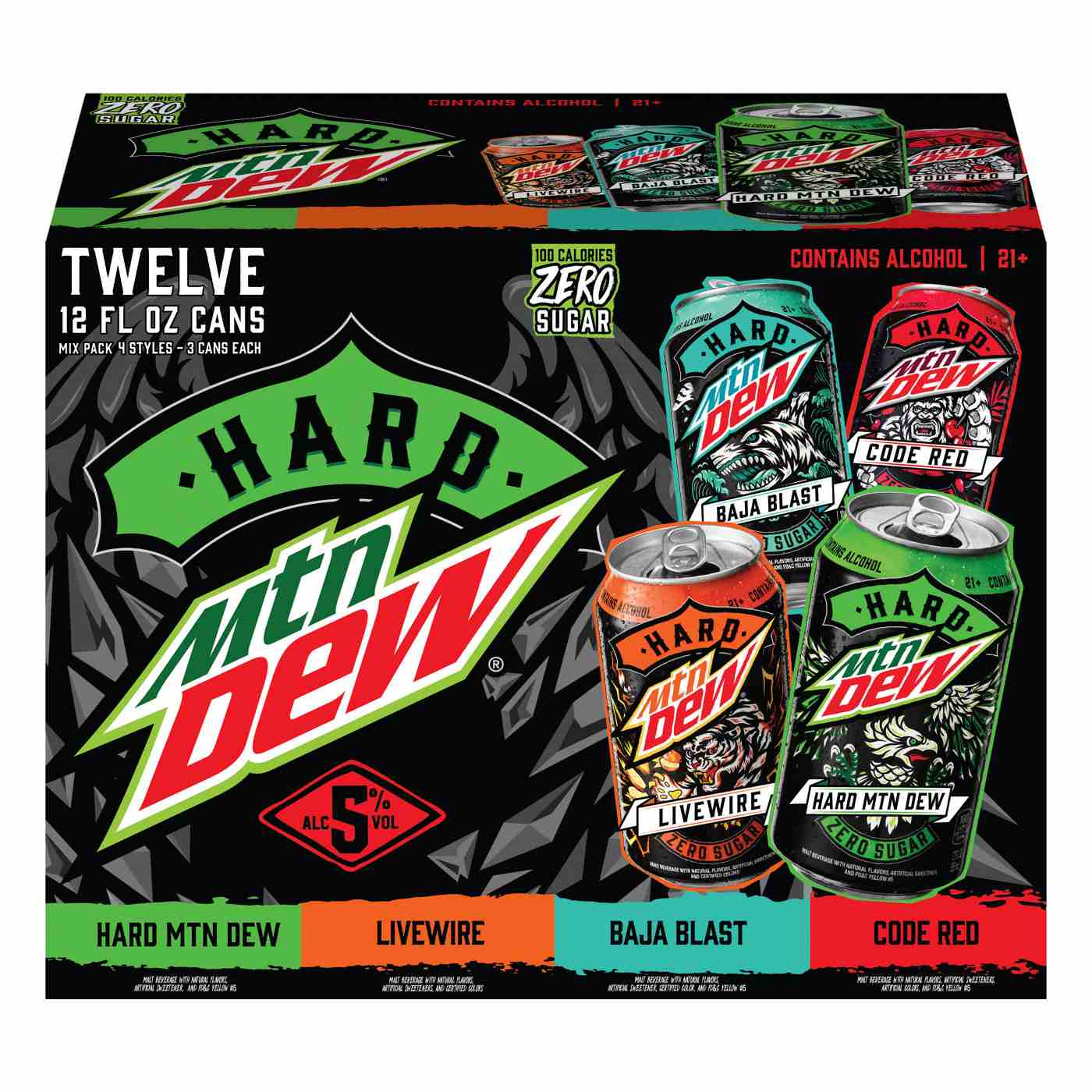 Hard Mountain Dew Mix Pack Alcoholc Beverage 12 pk Cans; image 1 of 6
