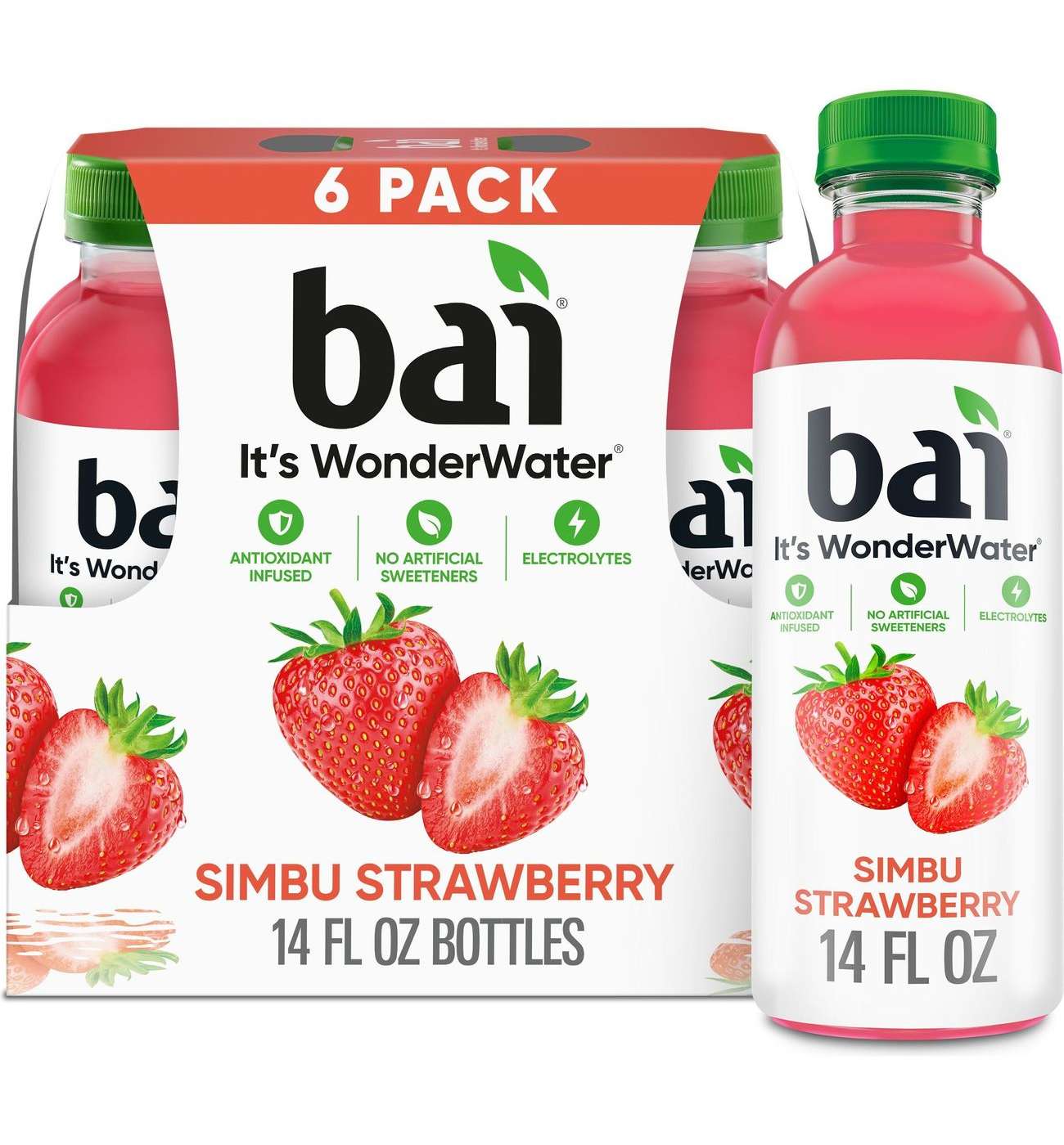 Bai Simbu Strawberry Antioxidant Infused WonderWater Beverage 6 pk Bottles; image 1 of 5