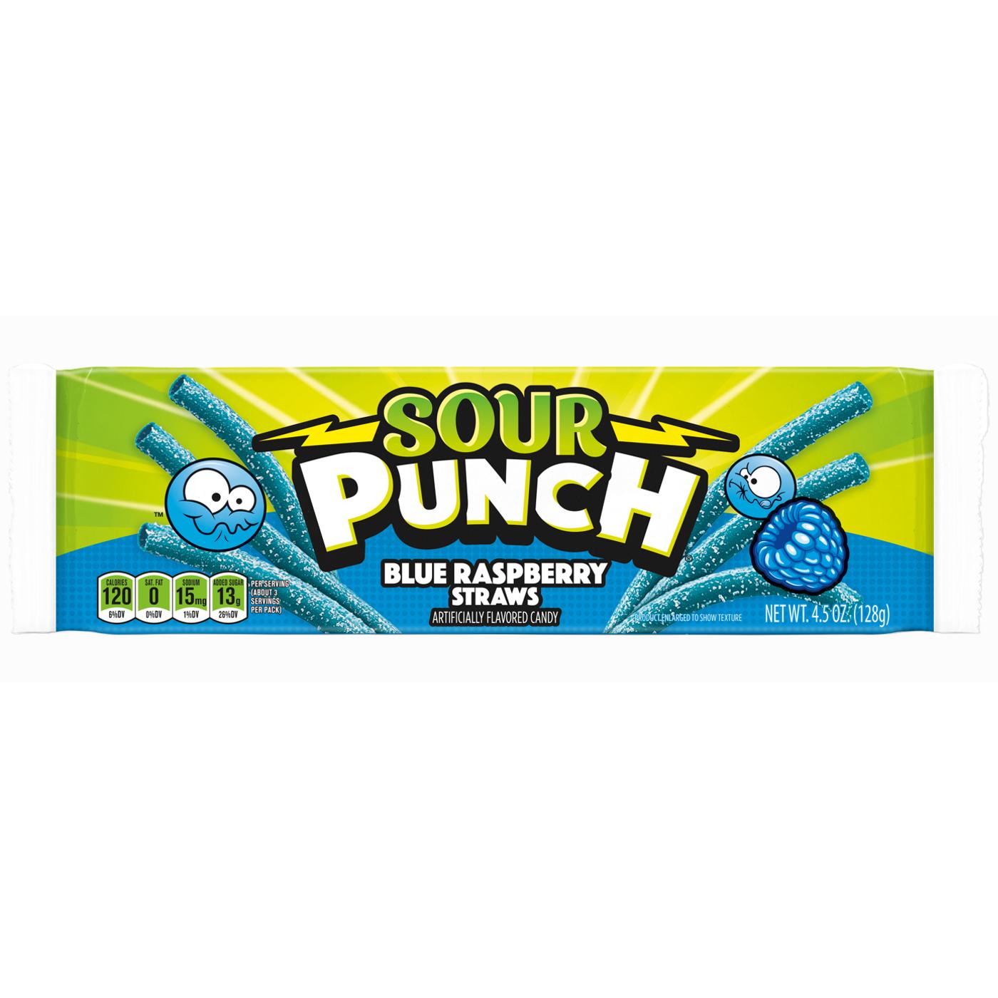 Sour Punch Blue Raspberry Straws Candy; image 1 of 3