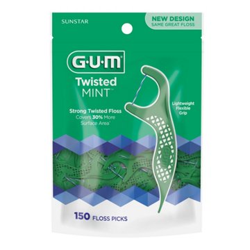 GUM Floss Picks - Twisted Mint, 150 ct