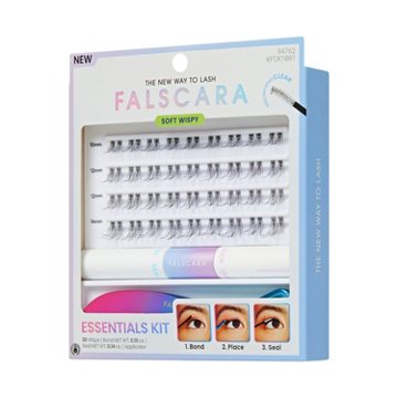 KISS Falscara Clear Band Lashes Starter Kit - Feathery & Wispy, 10-14mm Multipack