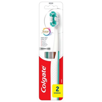 Colgate Total Foaming Clean Medium Toothbrush 2 Count