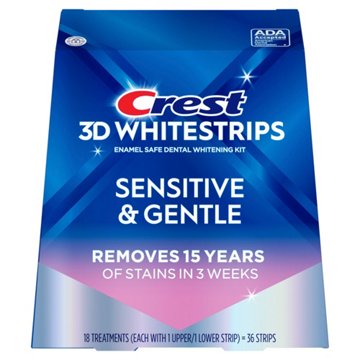 Crest 3D White Sensitive & Gentle Whitestrips, 18 ct