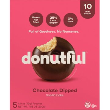 Donutful Chocolate Dipped Mini Donuts Pouches, 5 ct