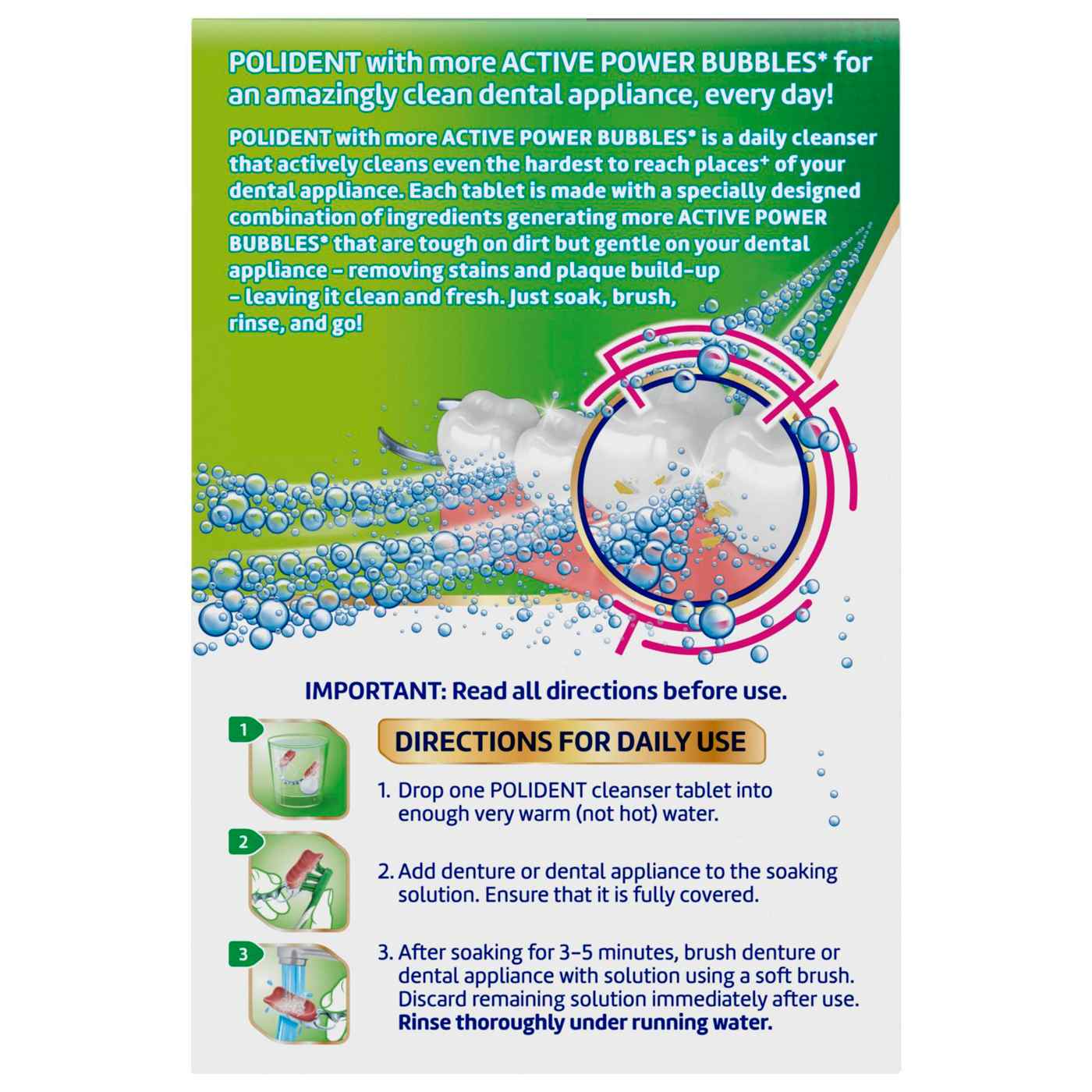 Polident 3 Minute Antibacterial Dental Appliance Cleanser Tablets; image 4 of 6