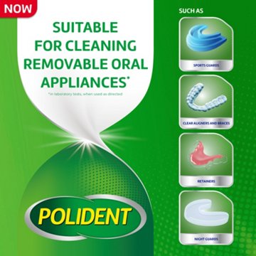 Polident Overnight Whitening Antibacterial Dental Appliance Cleanser Tablets, 90 ct
