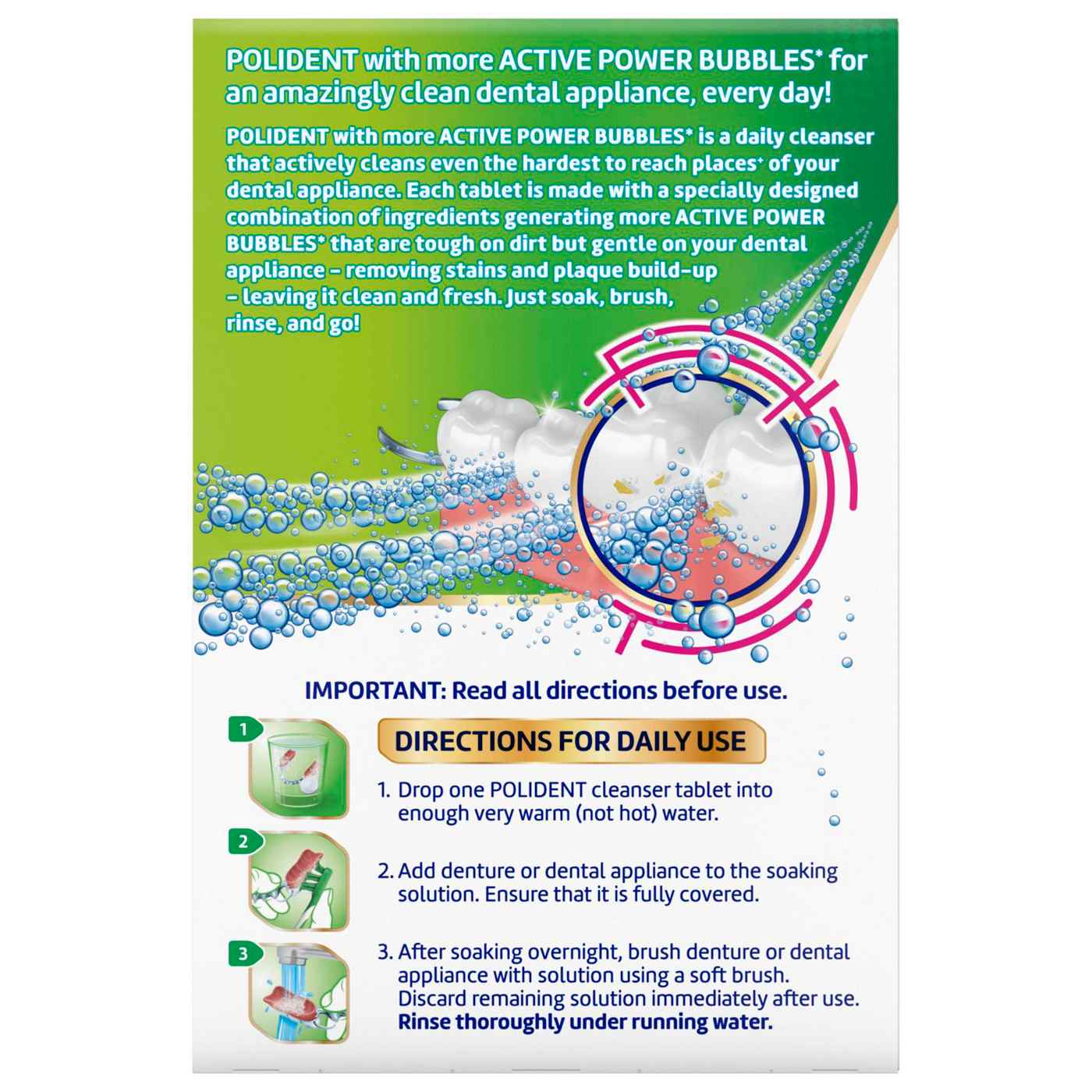 Polident Overnight Whitening Antibacterial Dental Appliance Cleanser Tablets; image 2 of 5