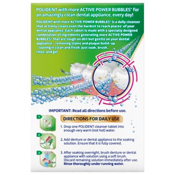 Polident Overnight Whitening Antibacterial Dental Appliance Cleanser Tablets, 30 ct