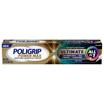 Poligrip Power Max Ultimate All-In-1 Denture Adhesive Cream, 2.2 oz