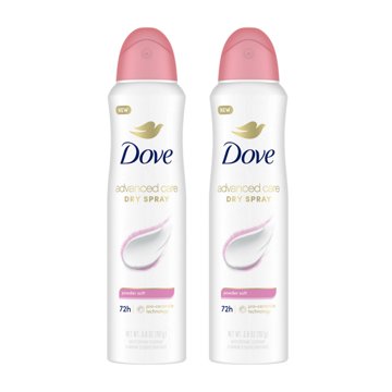 Dove Women's Advanced Care Dry Spray Deodorant - Powder Soft, 2 Pk
